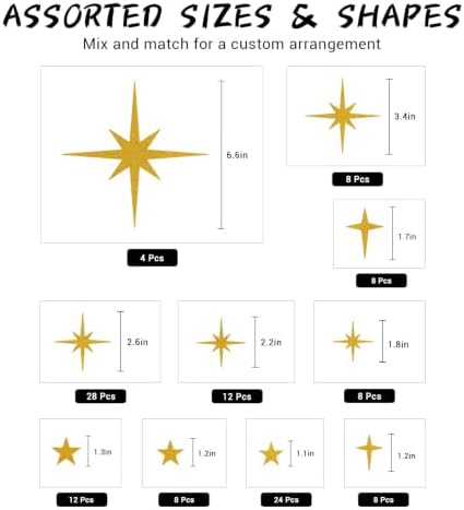 120 Pcs Glitter Gold Star Wall Decals