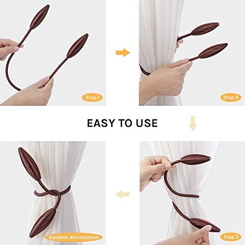 NICEEC 2 Pack DIY Curtain Tiebacks Clips Crystal Decorative Creative Twist Drape Tie Backs European Style Random Modelling Curtain Holdbacks for Home Kitchen Office Window Drapery (Brown)