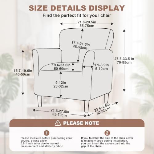 Armchair Covers Stretch Arm Covers Chair Couch Covers, Faux Leather Looking Armchair Slipcover Washable Chair Protector for Living Room (Brown-01)