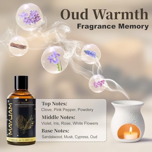 MAYJAM Oud Warmth Fragrance Oil for Diffusers for Home, 100ML/3.38FL.OZ
