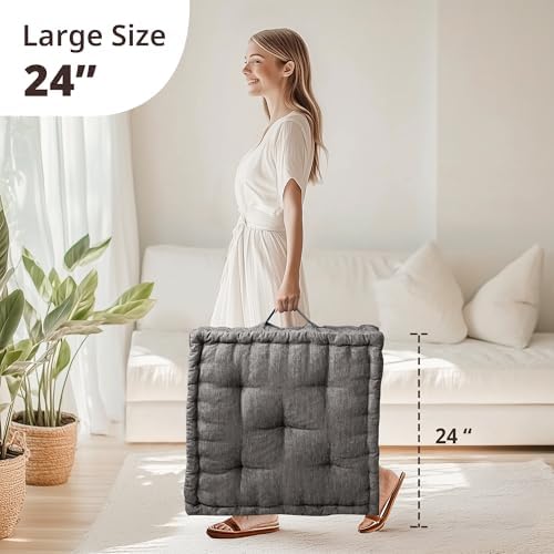 Intelligent Design Floor Pillow, Cushion for Meditation, 24x24 Charcoal