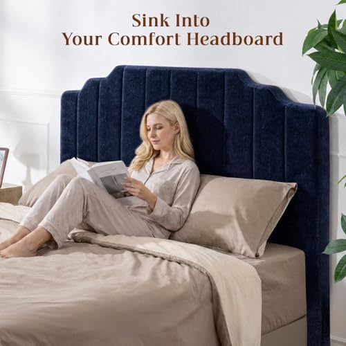 Queen Headboard, Blue Upholstered Headboard for Bed, No Assembly