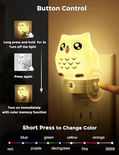 L LOHAS LED Night Light for Kids, 3D Owl Night Light Plug in Wall