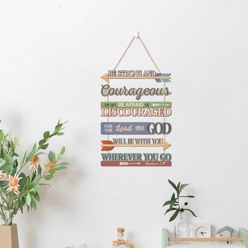 HLNIUC Christian Bible Verse Wood Decor, Religious Scripture Wooden Hanger,Vintage Arrow Encourage Hanging Signs,Courage Scripture Wood Wall Decor,Do Not Be Afraid Wall Sign For Living Room Bedroom