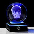3D Crystal Skull Decor- 80MM Halloween Skull Light Witch Figurines Occult Medieval Goth Satanic Home Desk Glass Skull Decor Witchy Gifts Horror Statue
