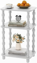 Modern Accent Side Table, 3-Tier Small End Table for Living Room, Farmhouse Side Tables, Couch Side Table for Skinny Spaces, Bedside Table Nightstand for Bedroom(White)