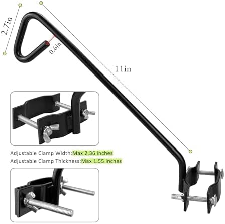 MIXXIDEA 11 Inch Long Fence Deck Hook Rail Hanging Mounting Kit Heavy Duty Bird Feeder Hook Decorative Hanger for Bird Feeders Planters Suet Baskets Lanterns on Balcony Porch Railing Fence