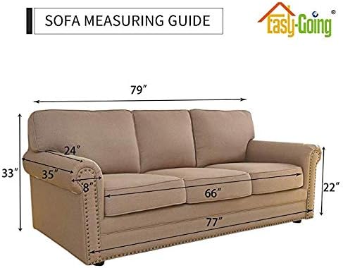 Easy-Going Reversible Couch Cover, 3 Cushion Sofa, Camel/Ivory | Machine - Image 7