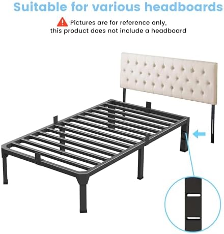 14 Inch Twin Metal Bed Frame with 4 pcs Mattress Stopper