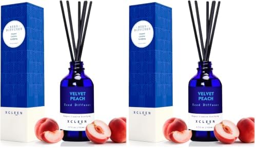 Xcleen Reed Diffuser Set, Velvet Peach Scent Fragrance Oil Diffuser, Reed Diffusers for Home, Bathroom Air Fresheners & Decor (Pack of 2)