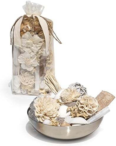 ANDALUCA 20 oz Botanical Crystal Potpourri Bag & Fragrance Vial Included Selenite Crystals, Scented (White Selenite Sandalwood)