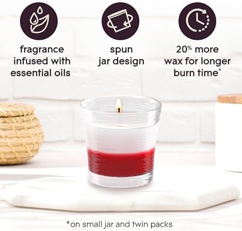 Glade 1-Wick 2in1 Scented Candle Jar, Sheer Vanilla Embrace & Apple Cinnamon, Air Freshener Infused with Essential Oils, 4.08 Oz, 2 Count
