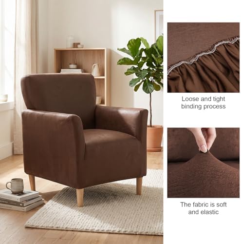 Armchair Covers Stretch Arm Covers Chair Couch Covers, Faux Leather Looking Armchair Slipcover Washable Chair Protector for Living Room (Color D-3)