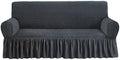 NICEEC Sofa Cover Dark Gray Couch Cover Stretch Sofa Slipcovers with Skirt