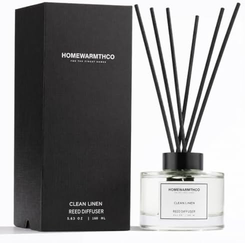 Clean Linen Reed Diffuser Set - Premium Fragrance Reed Diffuser for Home, Office, Bathroom & Kitchen, Long-Lasting Non-Toxic Essential Oil Diffuser, Home Décor, 5.63 oz (160ml)
