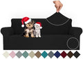 JIVINER Stretch Sofa Covers 1 Piece Couch Covers for 3 Cushion Couch Sofa, 3 Seater Sofa Slipcovers Furniture Protector with Elastic Bottom for Kids, Pets (Black, Sofa)