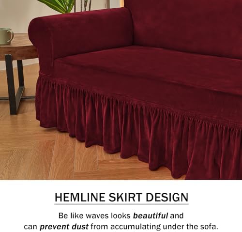 Cardinal Red Couch Covers for Sofa Cover Universal Slipcovers with Skirt