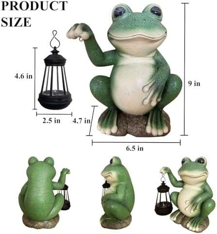 YODY Solar Garden Statues Outdoor Decor Frog with Lantern