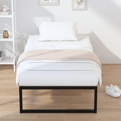 EMODA 14 Inch Narrow Twin Bed Frame 30x75, Heavy Duty Metal Platform
