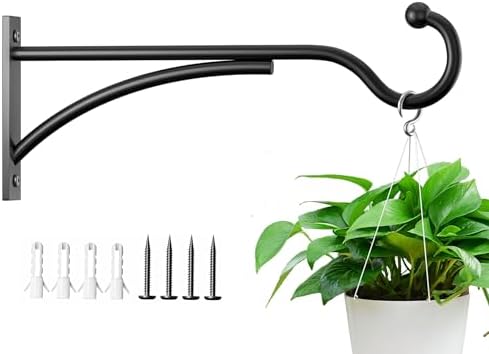saffruff 11 Inch Heavy-Duty Metal Plant Hanger Hooks, Outdoor, Matte Black