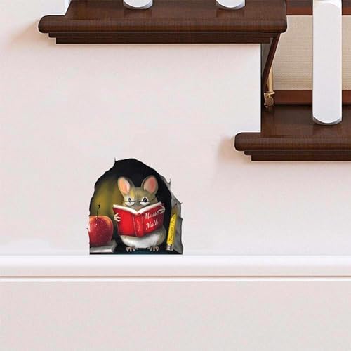 Teacher’s Pet Mouse Wall Sticker – Adorable 3D Reading Mouse Décor for Classroom, Kids Room & Book Lover Gift by MICESTERPIECE