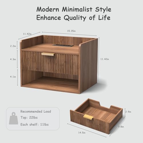 Arbuxzuy Floating Nightstand Set of 2 with Charging Station and Drawer