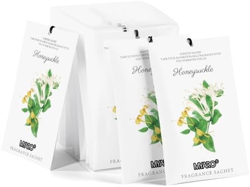 MYARO 12 Pack Honeysuckle Scented Sachets, Closet Deodorizer Car Freshener