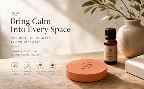 Terracotta Stone Diffuser Handcrafted Natural Ceramic Passive Diffuser for Long Lasting Aromas Perfect for Small Spaces Desks Cars and More, Reusable Portable Thoughtful Gift for Loved Ones