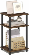 Furinno Turn-N-Tube 3-Tier Toolless Side Table, Compact, Brown Walnut