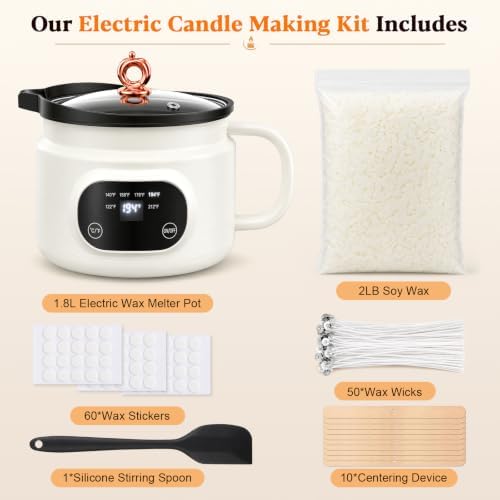 Candle Making Kit with 1.8L Electric Wax Melter 2LB Soy Wax, DIY Candle Kit