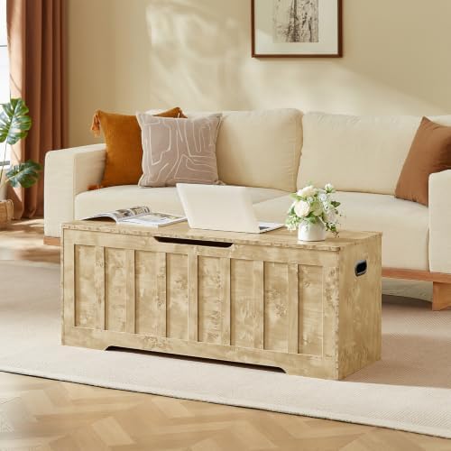 VANKILEY 47.2" Storage Chest Extra Large, Wooden Storage Bench(Rustic Glod)