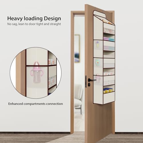 Univivi Fabric Over Door Hanging Organizer for Baby Nursery, Beige, 5-Shelf