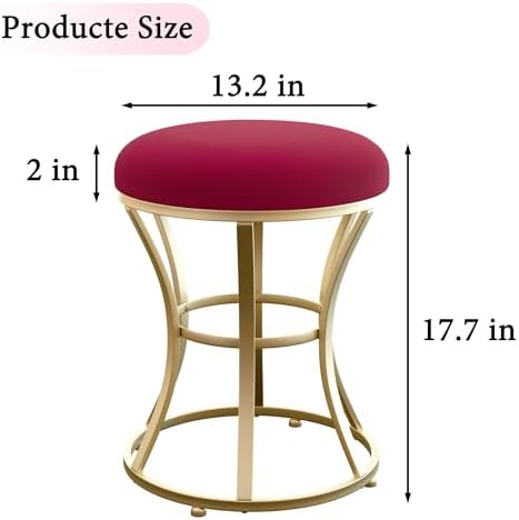 Vanity Chair, Small Velvet Vanity Stool & Ottoman Bench for Bathroom, Dorm