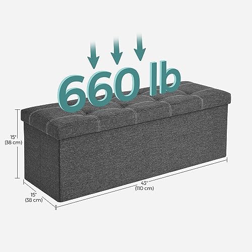 SONGMICS Ottoman Storage Bench, 35 Gal. Folding Chest, Holds 660 lb