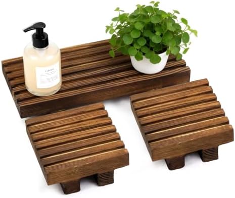 Klunk Wooden Risers, Wood Bathroom Tray & Kitchen Counter Riser, Set of 3