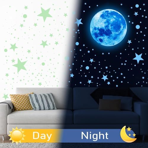 492Pcs Glow in the Dark Stars for Celing Glow Moon and Space Wall Decals