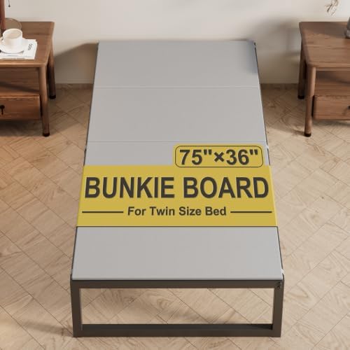 Lutown-Teen Bunkie Board Twin High-Density Polymer Bed Support, Gray