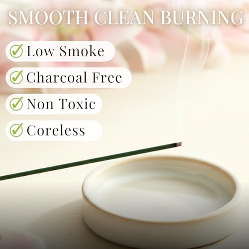 Pure Lily Luxury Japanese Incense Sticks 60sticks Bergamot Vanilla Jasmine Coreless Low Smoke Natural Charcoal Free Non Toxic Aromatherapy Meditation Calming Stress Relief Relaxation Yoga TOMORI