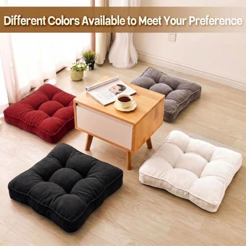 MIDDLE ONE Floor Pillow Set of 2, Memory Foam Cushion 22x22 – Square, Black
