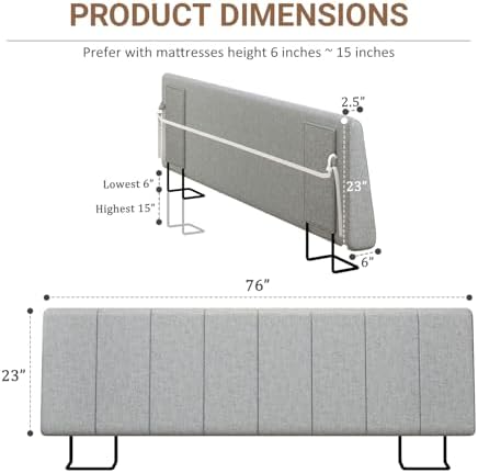 King Size Headboard Only-No Assembly Required, Light Gray