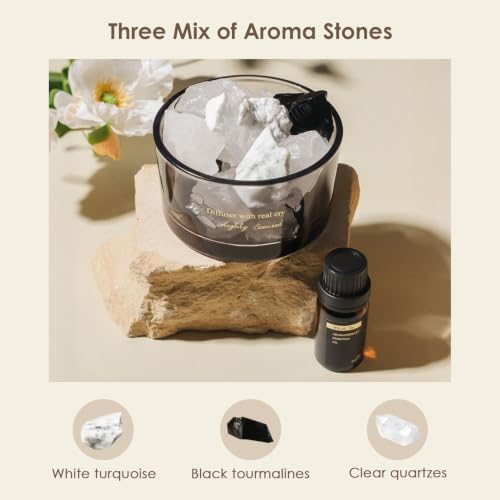 Crystal Stone Aroma Diffuser with Essential Oils for Home, Bathroom, Office, Home Decor & Fragrance 2 in 1, Chic Aromatherapy Gift Set