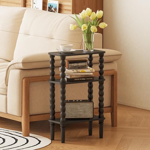 Veegle Narrow Side Table Small End Table for Small Spaces Black