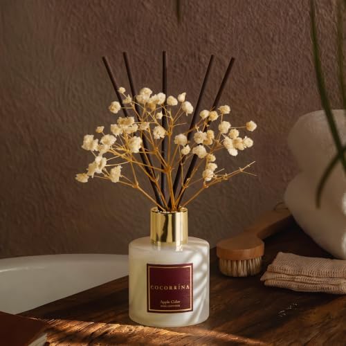 COCORRÍNA Reed Diffuser - Apple Cider 3.38 fl oz Reed Diffuser for Bedroom Bathroom Home Décor