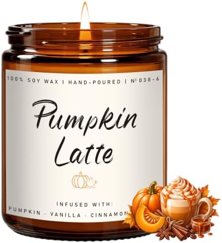 Auelife Fall Candles, Pumpkin Latte Scented Candle – Fall Soy Candle for Home | Autumn Aromatherapy Candles| Pumpkin Scented for Autumn Home Décor & Cozy Gift for Women