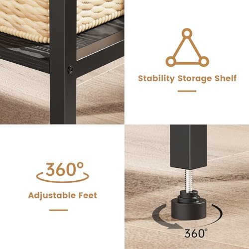 Asgolion 30 Inch Tall Side Table, Small End Table with Adjustable Shelf