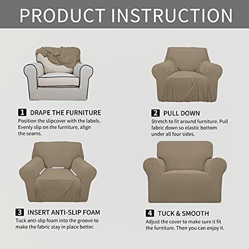 Easy-Going Stretch Oversized Chair Slipcover with Arm Washable Natural