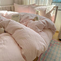 Pink Plaid Duvet Cover with White Lace Twin XL(68"x90"),Pink Gingham