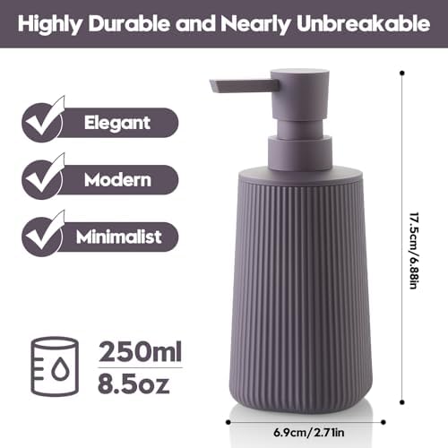 YAUKPH Small Soap Dispenser for Bathroom and Kitchen Matte Purple
