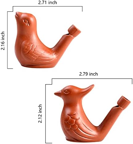 2Pcs Bird Water Whistles, Warbler Bird Caller Purple Clay Pottery
