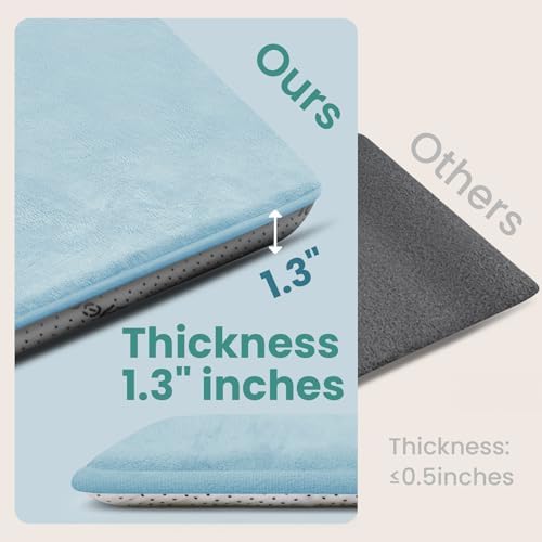 Baby Play Mat for Floor,Extra Large 59"×71" Playpen Mat for Tummy Time,Thicker Padded Elasti Foam Activity Mats,Water Repellent Ultra Soft Velvet,Non-Slip Backing Safe（Light Blue）